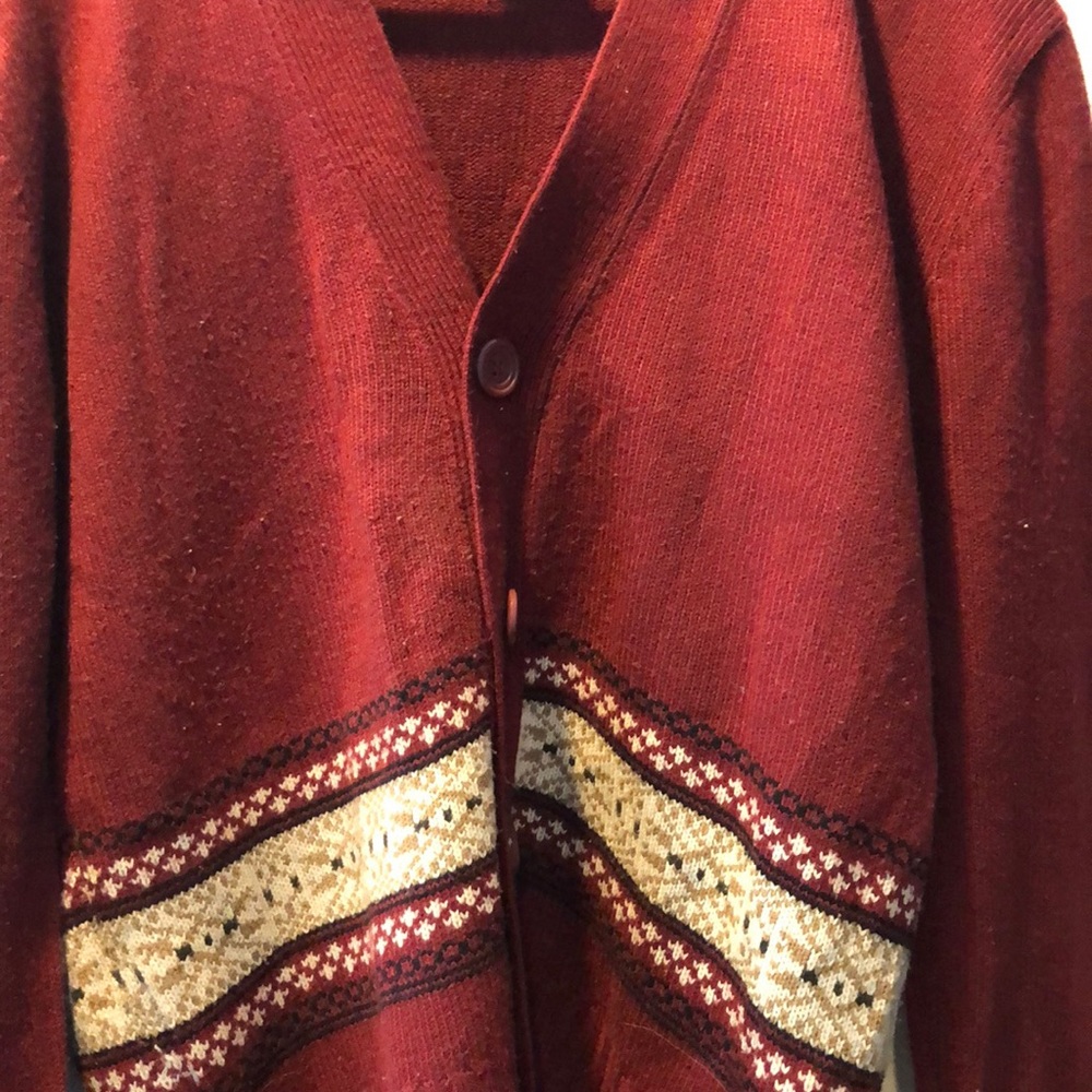 VINTAGE Red Knit Sweater Cardigan